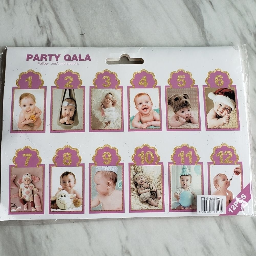 Baby Girls Pink Gold 12 Months 1 Year Pictures Growth Centerpieces Banner